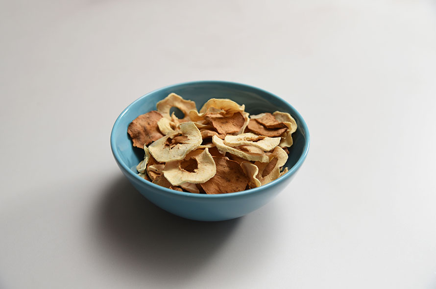 Dried apple slices in a bowl