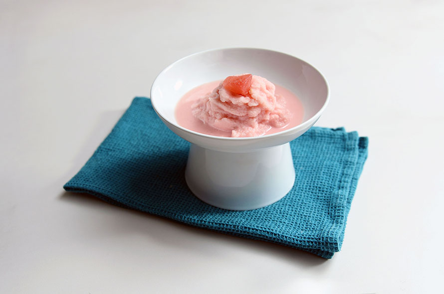 Watermelon ice cream in a bowl