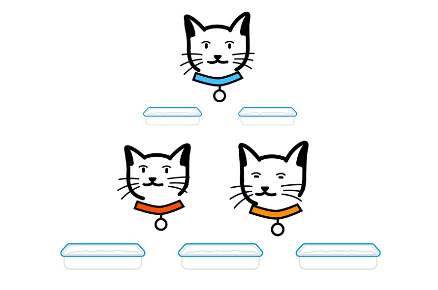 A diagram showing the ratio of cats verses cat litter trays