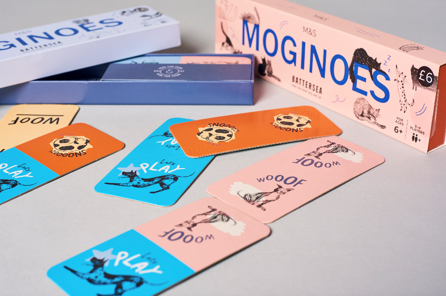 Dog dominoes playing game from Marks and Spencer's with Battersea branding